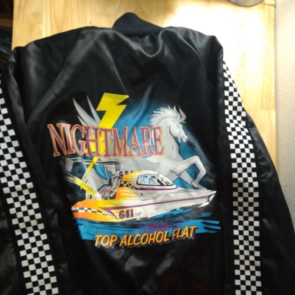 Vintage NHRA Boat Drag Racing Nightmare Johnny Heidemann Satin Jacket
